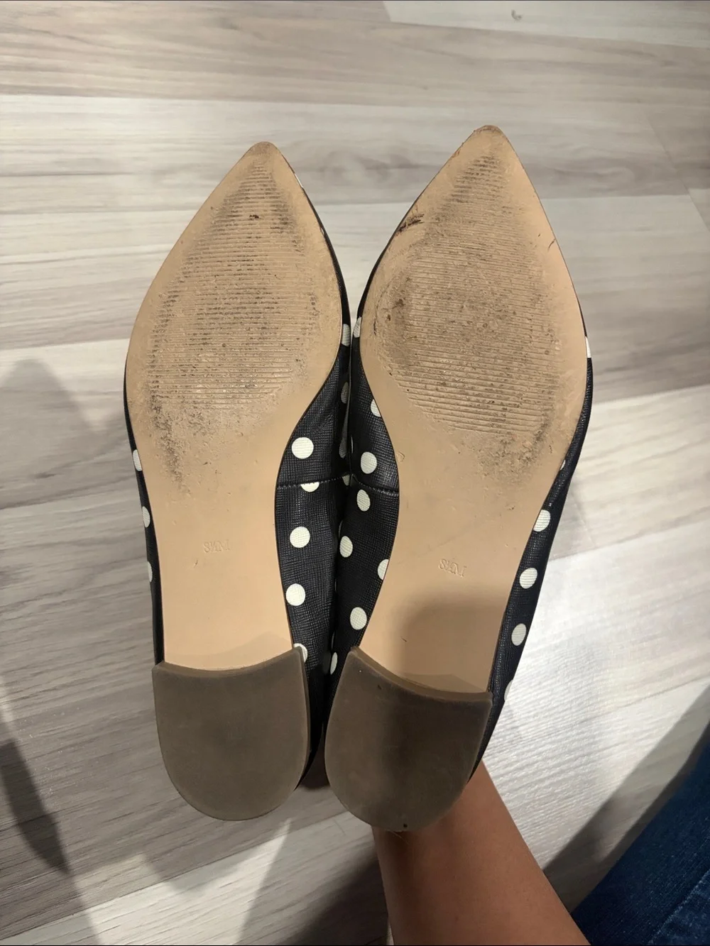 Talbots Black Polka Dot Trim Ballet Flats Size 8.5